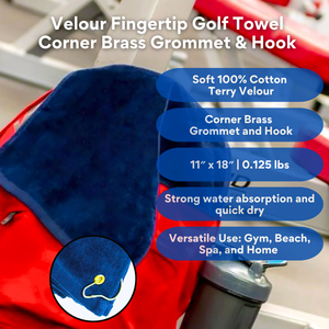 Velour Fingertip Golf Towel: Corner Grommet & Hook - Pack of 5.