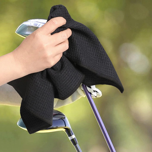 Medium Microfiber Waffle Golf Towel: Black Trimmed Pack of 3.