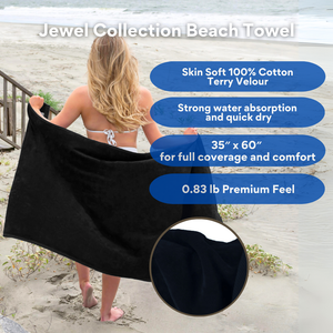 Jewel Collection Beach Towel: 100% Cotton Velour (0.83lb).