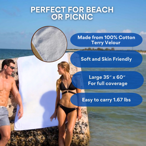 Diamond Collection Beach Towel: 100% Cotton, White (1.67lbs).