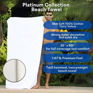 Platinum Collection Beach Towel: 100% Cotton Terry Velour.