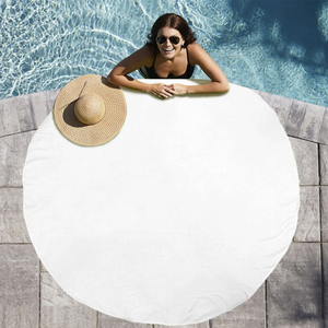 Round Beach Towel: 100% Cotton, White, 60" Diameter.