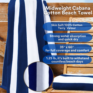 Mid-weight Cabana Beach Towel: 100% Cotton Towel.