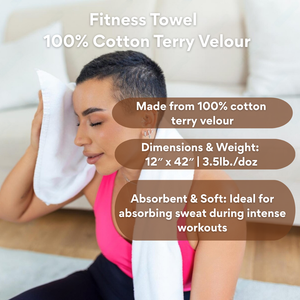 Fitness Towel: 100% Cotton Terry Velour Pack of 2.