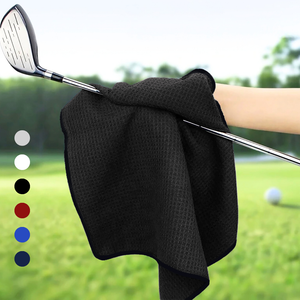 Small Microfiber Waffle Golf Towel: Black Trimmed Pack of 3.