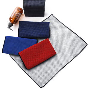 Small Microfiber Waffle Golf Towel: Black Trimmed Pack of 3.