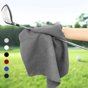 Small Microfiber Waffle Golf Towel: Black Trimmed Pack of 3.