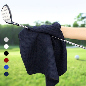 Small Microfiber Waffle Golf Towel: Black Trimmed Pack of 3.