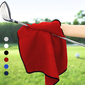 Small Microfiber Waffle Golf Towel: Black Trimmed Pack of 3.