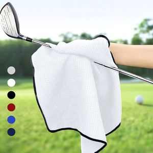 Small Microfiber Waffle Golf Towel: Black Trimmed Pack of 3.