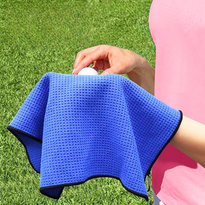 Small Microfiber Waffle Golf Towel: Black Trimmed Pack of 3.