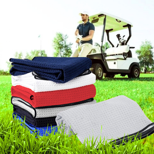 Medium Microfiber Waffle Golf Towel: Black Trimmed Pack of 3.