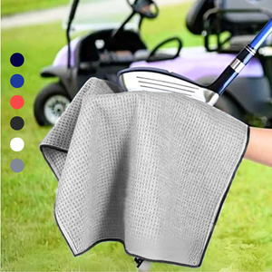 Medium Microfiber Waffle Golf Towel: Black Trimmed Pack of 3.