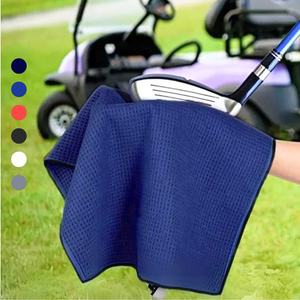 Medium Microfiber Waffle Golf Towel: Black Trimmed Pack of 3.