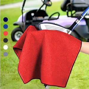 Medium Microfiber Waffle Golf Towel: Black Trimmed Pack of 3.