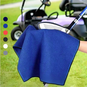 Medium Microfiber Waffle Golf Towel: Black Trimmed Pack of 3.