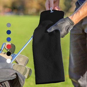 Tri-Fold Microfiber Waffle Golf Towel: Grommet & Hook Pack of 2.