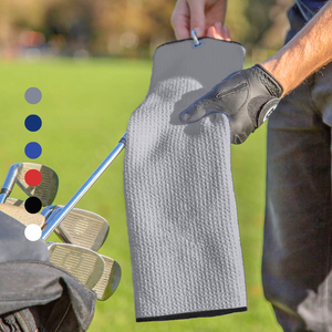 Tri-Fold Microfiber Waffle Golf Towel: Grommet & Hook Pack of 2.
