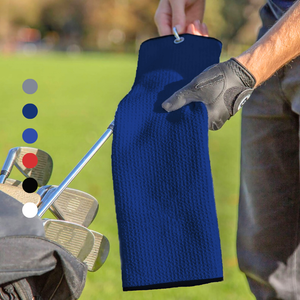 Tri-Fold Microfiber Waffle Golf Towel: Grommet & Hook Pack of 2.