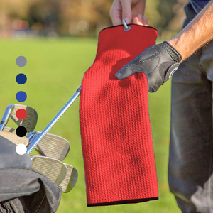 Tri-Fold Microfiber Waffle Golf Towel: Grommet & Hook Pack of 2.