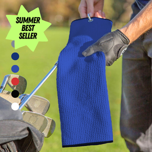 Tri-Fold Microfiber Waffle Golf Towel: Grommet & Hook Pack of 2.