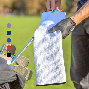Tri-Fold Microfiber Waffle Golf Towel: Grommet & Hook Pack of 2.