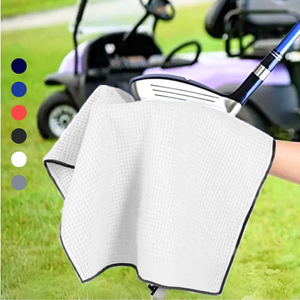 Medium Microfiber Waffle Golf Towel: Black Trimmed Pack of 3.