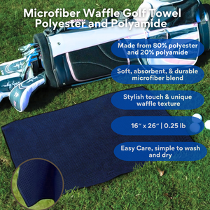 Medium Microfiber Waffle Golf Towel: Black Trimmed Pack of 3.