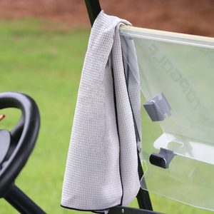 Large Microfiber Waffle Golf Towel: Black Trimmed.