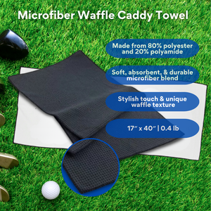 Large Microfiber Waffle Golf Towel: Black Trimmed.