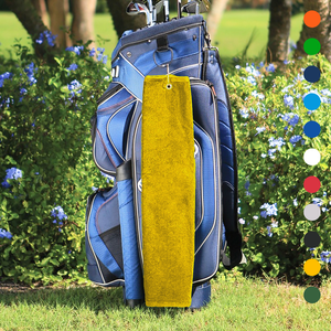 Tri-Fold Platinum Velour Golf Towel: Grommet & Hook - Pack of 3.