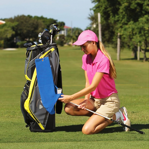 Tri-Fold Platinum Velour Golf Towel: Grommet & Hook - Pack of 3.